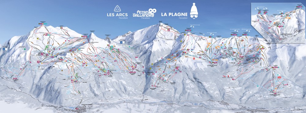 Pistekaart van Paradiski - Les Arcs.